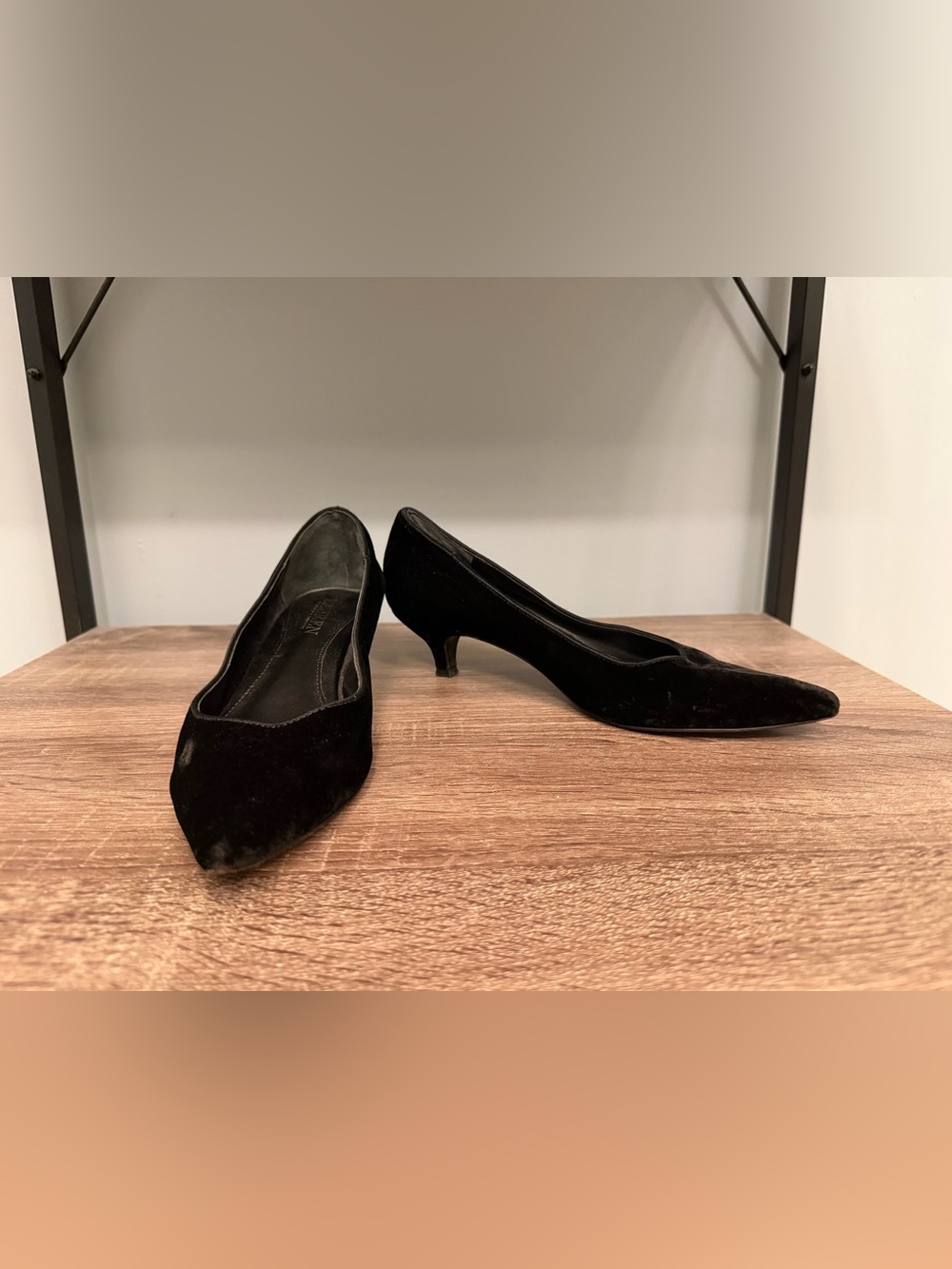 Lauren Ralph Lauren Black Velvet Pointed Toe Kitten Heels